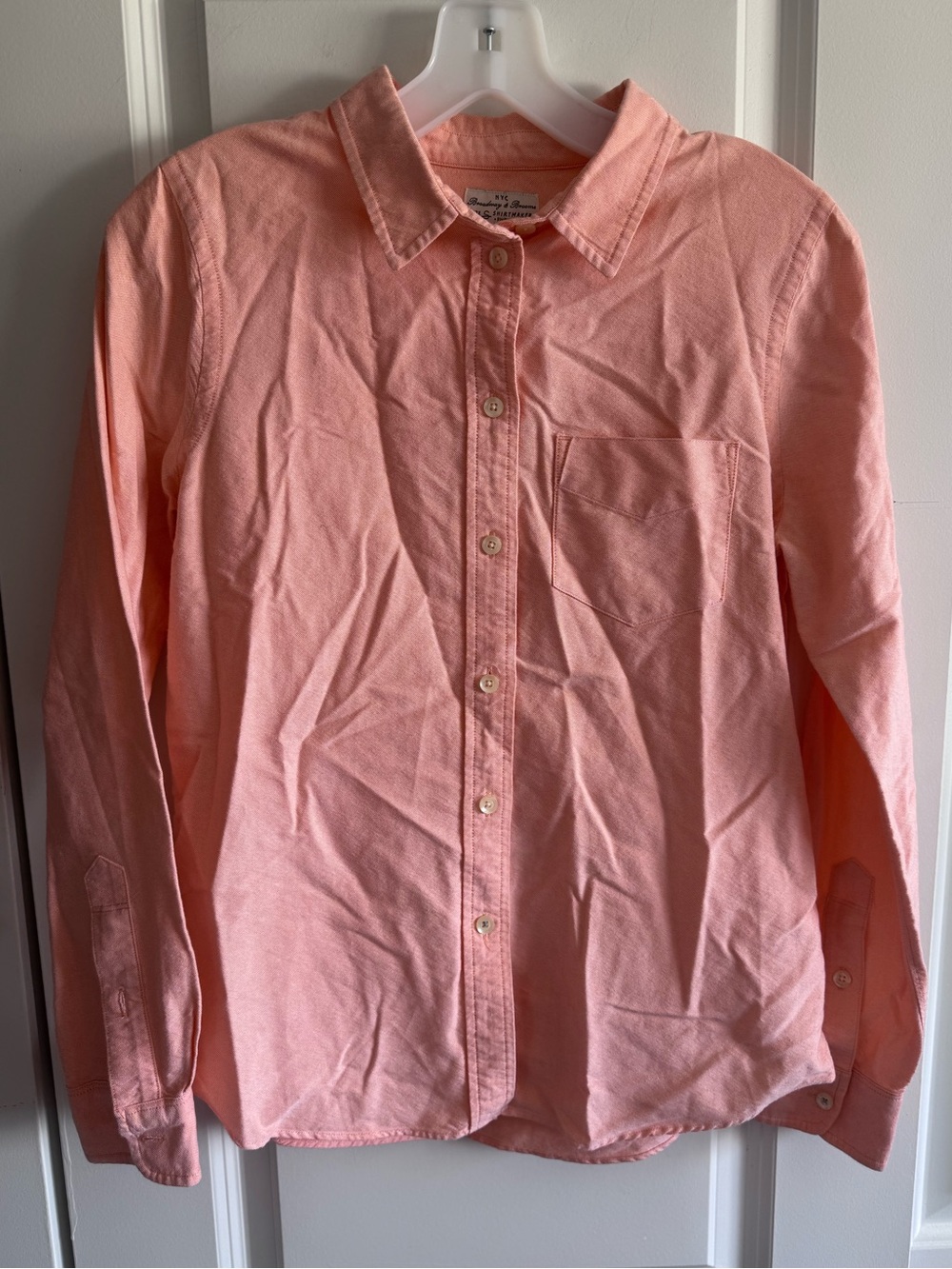 Women's Peach 100% Cotton Button-Down Long Sleeve Shirt